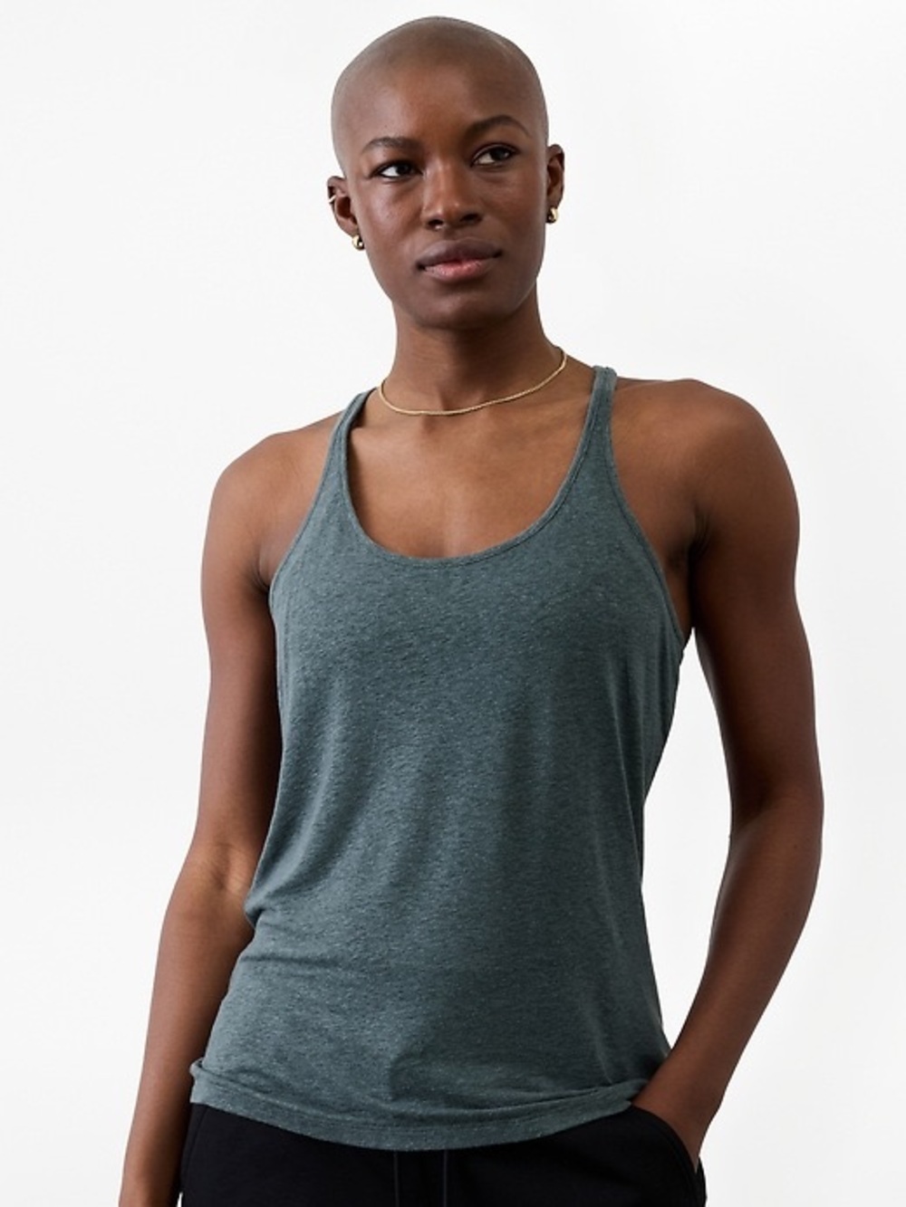 Athleta Getaway Linen Blend Tank Top in Eden NWT Small